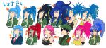  absurdres ahiru_7 beret black_hair blue_hair breasts dog_tags earrings eyepatch formal hat highres jewelry leona_heidern long_hair military military_uniform muscular muscular_female necklace orochi_leona pink_hair ponytail red_hair suit tank_top the_king_of_fighters uniform 