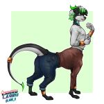  1:1 absurd_res accessory bottomwear canid canid_taur canine canine_taur clothed clothing denim denim_clothing fully_clothed furgonomics hi_res jeans larru-larru mammal mammal_taur pants solo sweater tail_accessory taur topwear 