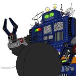 1:1 2_fingers alpha_channel alphus_(the_desolate_hope) belly big_arms big_belly blue_body blue_mouth blue_skin fingers glowing glowing_eyes green_eyes humanoid kemythegardevoir larger_male legless light_bulb looking_down machine male navel pixelated pregnancy_expansion pregnant pregnant_male pregnant_robot pupils robot robot_humanoid robotic_arm science_fiction scott_cawthon scottgames screen_eyes simple_background size_difference solo solo_focus stomach_ache television_static the_desolate_hope transparent_background wheel