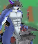 anthro balls big_breasts black_hair blue_body blush bodily_fluids breasts canid canine censored duo erection fellatio female forest_background fox fur generation_5_pokemon genitals green_eyes grey_body grey_fur hair hi_res isamaki_kaido isamaki_kaido_ch lagomorph leporid male male/female male_anthro mammal nintendo nude open_mouth oral penile penis pokemon pokemon_(species) rabbit red_eyes red_hair saliva sex smile tail thick_thighs white_body zoroark zorua
