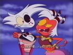 4:3 angel_dust anthro arachnid arthropod black_sclera bow_tie chest_tuft clothed clothing cloud demon dialogue duo english_text freckles genie hair hazbin_hotel hellaverse helluva_boss heterochromatic_scleras horn humanoid imp jewelry male moxxie_(helluva_boss) nickelodeon red_body red_skin rocko's_modern_life rockosedits sky skyscape spider style_emulation subtitled tail text tuft vhs_filter white_body white_hair yellow_sclera