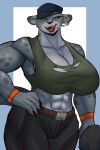 2025 4_fingers abs absurd_res anthro bare_shoulders baseball_cap bedroom_eyes belt belt_buckle bent_arm big_breasts big_iris biped black_baseball_cap black_body black_bottomwear black_claws black_clothing black_ears black_eyebrows black_fur black_hat black_headwear black_lips black_markings black_nose black_pants black_spots bodily_fluids bottomwear breasts brown_belt buckle candy candy_in_mouth cheek_tuft claws clothed clothed_anthro clothed_female clothing collarbone countershade_face countershade_fur countershade_neck countershade_torso countershading crop_top dark_markings dessert digital_drawing_(artwork) digital_media_(artwork) dipstick_ears dreamworks ear_markings ear_piercing ear_ring ears_aside eyebrows eyelashes facial_tuft fangs felid female finger_claws fingers food food_in_mouth fully_clothed fully_clothed_anthro fully_clothed_female fur fur_tuft geometric_background glistening glistening_abs glistening_arms glistening_body glistening_breasts glistening_eyes glistening_fur glistening_lips glistening_nose glistening_shoulders glistening_tongue green_clothing green_crop_top green_eyes green_sclera green_shirt green_topwear grey_body grey_breasts grey_ears grey_fur grey_tail half-closed_eyes hand_on_hip hand_on_own_hip hat headgear headwear hi_res humanoid_hands iris kitty_kat_(the_bad_guys) light_body light_fur lips lollipop lollipop_in_mouth long_eyelashes looking_at_viewer mammal markings multicolored_body multicolored_ears multicolored_fur muscular muscular_anthro muscular_arms muscular_female narrowed_eyes open_mouth open_smile orange_wristband pantherine pants piercing pink_tongue portrait pupils ring_piercing saliva saliva_on_tongue saliva_string seductive shirt simple_background smile smiling_at_viewer snout snow_leopard solo spots spotted_arms spotted_body spotted_face spotted_fur spotted_hips spotted_neck spotted_shoulders suntank9 tail teeth the_bad_guys thick_bottom_lip thick_eyebrows thick_neck thick_thighs three-quarter_portrait three-quarter_view tongue topwear torn_clothing torn_crop_top torn_shirt torn_topwear tuft two_tone_ears white_body white_countershading white_fur wide_hipped_anthro wide_hipped_female wide_hips wristband