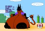 anthro big_breasts big_nipples blush bodily_fluids bovid breast_expansion breast_squish breasts caprine chewing cryptid dialogue digital_media_(artwork) domestic_cat embarrassed expansion eyes_emoji felid feline felineflustered felis female fungus goat hooves huge_breasts huge_nipples human hybrid hyper hyper_breasts hyper_nipples living_tail luigi mammal mario mario_bros mushroom nintendo nipples pixel_(artwork) seven_(felineflustered) sixex_(felineflustered) solo squish super_mario_bros._3 super_mushroom sweat sweatdrop tail tail_head text trans_(lore) trans_woman_(lore) unusual_anatomy unusual_tail