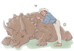 5_fingers belt blue_collar brown_belt brown_body brown_clothing brown_footwear brown_shoes brown_skin ceratopsian ceratopsid chasmosaurine clock clothing collar cowboy_hat digital_drawing_(artwork) digital_media_(artwork) dinosaur english_description eyes_closed feral fingers footwear hat headgear headwear heart_symbol hi_res horn hug hugging_another human in_memoriam jellyfishforest135 jurassic_park male mammal marginocephalian mouth_closed ornithischian prehistoric_species redraw reptile sam_neill scalie scene_interpretation shoes signature simple_background spikes triceratops universal_studios watch white_background