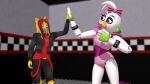  3d_(artwork) animal_humanoid animatronic anthro avian bird canid canid_humanoid canine canis chicken digital_media_(artwork) dodger_akame duo female five_nights_at_freddy&#039;s five_nights_at_freddy&#039;s:_security_breach galliform gallus_(genus) glamrock_chica_(fnaf) hi_res humanoid machine male mammal mammal_humanoid mmd phasianid robot scottgames video_games wolf 