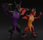 3d_(artwork) alternate_version_at_paywall american_dragon:_jake_long anthro balls big_penis black_body blender_(artwork) dancing dark_dragon_(american_dragon) digital_media_(artwork) disney dragon duo european_mythology genitals hi_res horn humanoid_genitalia humanoid_penis jake_long male membrane_(anatomy) membranous_wings mythological_creature mythological_scalie mythology no-name-no-problem nude penis pointy_ears red_body scalie tail western_dragon wings