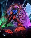 aquatic big_butt bottomless breasts butt cephalopod clothed clothing coleoid coraline_kempt cyberpunk cyberpunk_clothes female hi_res jacket jacket_only mimic_octopus mollusk octopodiform octopus pseudo_hair revealing_outfit short singing small_breasts sshurart tentacle_hair tentacles topwear topwear_only