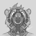 1:1 2026 anthro bdsm bondage bound buckle collar cougar d-ring ears_up felid feline fur fur_markings greyscale harness harness_muzzle_gag head_harness headgear hi_res kemira kemira_redearth_(character) leather lock looking_at_viewer male mammal markings mask monochrome muzzle_(object) muzzled padlock padlocked_collar rivets signature simple_background sketch solo straps white_sclera