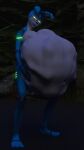 9:16 abdominal_bulge absurd_res animatronic anthro anthro_pred areola belly belly_squish big_belly big_breasts blue_body breasts bunnnyboi devious_grin digestion digestion_implied female female_pred five_nights_at_freddy's five_nights_at_freddy's_2 forest_background hi_res huge_belly imprint lagomorph leporid machine mammal multicolored_body neon nipples oral_vore rabbit robot scottgames squish toy_bonnie_(fnaf) unwilling_prey vore white_body