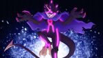  16:9 ak_illustrate anthro bandai_namco black_body black_sclera cape claws clothing digimon digimon_ghost_game glowing glowing_eyes grusgammamon hi_res male scalie solo stinger stinger_tail talons widescreen 