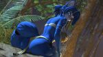 16:9 3d_(artwork) anthro big_breasts big_butt blue_body blue_fur blue_hair bottomwear bra breasts butt butt_focus canid canine circlet clothed clothed_anthro clothed_female clothing digital_media_(artwork) female fern fluffy fluffy_tail forest fox fur furgonomics hair hi_res jungle krystal_(star_fox) loincloth looking_at_viewer looking_back mammal multicolored_body multicolored_fur night nintendo plant ponytail shrub sitting sitting_on_stump smile smiling_at_viewer solo source_filmmaker_(artwork) star_fox tail tattoo teal_eyes thevestige thick_thighs tree tree_stump tribal tribal_tattoo underwear warfare_krystal white_body white_fur widescreen