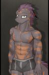 abs absurd_res anthro bulge clothing cracks echo_(game) echo_(series) echo_project flynn_moore gila_monster hair helodermatid hi_res lizard male multicolored_body multicolored_skin muscular muscular_anthro muscular_male pecs reptile scalie tail underwear yeenthebin