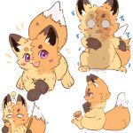 1:1 2026 :< ambiguous_feral ambiguous_gender blush blush_stickers bodily_fluids canid canine carrot digital_drawing_(artwork) digital_media_(artwork) dipstick_ears dipstick_tail ear_markings fabulous_beasts feral flat_colors food fox front_view fur inner_ear_fluff japanese_description leg_markings light_bulb male_(lore) mammal markings multicolored_body multicolored_ears multicolored_fur multiple_scenes murong_xuequan_(meimei) mysidia_rabbit_(artist) o_o on_hind_legs orange_body orange_fur paws plant purple_eyes quadruped shaking side_view simple_background socks_(marking) solo tail tail_markings tears thinking thinking_pose tremble_spikes trembling tuft two_tone_body two_tone_fur vegetable white_background yellow_body yellow_fur