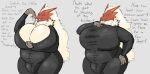absurd_res anthro belly big_belly big_breasts blaziken breasts bulge cleavage clothed clothing deep_cleavage dialogue fanofblimp female generation_3_pokemon generation_5_pokemon gynomorph hi_res huge_breasts inside_clothing intersex latex latex_clothing latex_skinsuit macro micro nintendo overweight pokemon pokemon_(species) renrir sequence size_difference skinsuit taunt taunting tight_clothing trapped trapped_in_clothing unzipped zipper zoroark