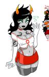 alien alien_humanoid arm_tattoo armwear black_eyeliner black_hair black_lips blush bottomwear breasts chest_tattoo clothed clothing colored crop_top cube_the_pirate elbow_gloves eyebrow_piercing eyebrows eyelashes eyeliner eyeshadow facial_piercing female flirting_look g-string gloves green_eyeshadow grey_body grey_clothing grey_legwear grey_skin grey_thigh_highs hair handwear homestuck horn horned_humanoid humanoid legwear lip_piercing lips long_hair looking_at_viewer makeup medium_breasts ms_paint_adventures navel no_irises not_furry nurse_clothing panties piercing porrim_maryam red_clothing red_miniskirt red_panties red_underwear ring_piercing shirt simple_background smile solo tattoo tentacle_tattoo thigh_highs topwear troll_(homestuck) underwear white_background white_clothing white_gloves white_handwear white_sclera white_top