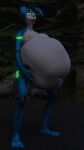 9:16 abdominal_bulge absurd_res animatronic anthro anthro_pred areola belly belly_squish big_belly big_breasts blue_body breasts bunnnyboi digestion digestion_implied fat_belly female female_pred five_nights_at_freddy's five_nights_at_freddy's_2 forest_background hi_res huge_belly lagomorph leporid looking_pleasured machine mammal multicolored_body navel neon nipples oral_vore rabbit robot scottgames squish standing toy_bonnie_(fnaf) vore white_body