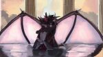 abs action_pose anthro back_wings balls canid canine canis chest_tuft coal_the_dragon column dragon dragon_wings duo eastern_dragon erection femboy freckled_face freckles genitals glistening gripping_thighs hi_res hug hybrid kagerou leg_grab looking_at_viewer looking_pleasured male mammal mythological_creature mythological_scalie mythology one_eye_closed painting_(artwork) penis pose reflection romantic scalie sensual slim spread_wings sun sunset sweetmacchi tuft twunk water water_drop water_reflection wings wink winking_at_viewer wolf