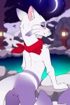 2:3 anthro bedroom_eyes biped blush butt colored digital_media_(artwork) female female_anthro generation_5_pokemon genitals hi_res hot_spring kerchief kerchief_only looking_at_viewer looking_back looking_back_at_viewer meraence mienshao moon mostly_nude narrowed_eyes neckerchief neckerchief_only neckwear night nintendo pokemon pokemon_(species) presenting presenting_hindquarters seductive sky smile smiling_at_viewer solo vulva water