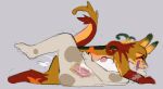 anthro bodily_fluids bovid breasts caprine cum cum_inside duo female from_front_position generation_5_pokemon genital_fluids goat grey_body hi_res humanoid lying male male/female mammal markings missionary_position nintendo on_back orange_body pokemon pokemon_(species) realisticcat saorso satisfied_look serperior sex spots spotted_markings