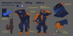  2022 2:1 absurd_res anthro biped blue_body blue_penis donovan_trevos duo english_text erection female genitals hi_res male model_sheet orange_body penis simple_background synth_(vader-san) text tsukemono welding 