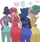  absurd_res anthro azulejo big_breasts big_butt breasts butt equid equine female friendship_is_magic group hasbro hi_res horn horse leggins mammal my_little_pony princess_cadance_(mlp) princess_celestia_(mlp) princess_luna_(mlp) text thick_thighs twilight_sparkle_(mlp) wide_hips winged_unicorn wings 