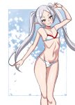  1girl asortofcolorfag blush bra breasts colorized cosplay cure_sky cure_sky_(cosplay) elf frieren green_eyes highres hirogaru_sky!_precure long_hair long_pointy_ears looking_at_viewer miyagoe_yoshitsuki navel open_mouth panties petite pointy_ears precure small_breasts smile solo sousou_no_frieren stomach twintails underwear underwear_only v variant_set very_long_hair white_bra white_hair white_panties 