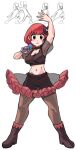  >:( 1girl 4boys black_boots black_shirt black_shorts blush_stickers boots breasts c: choker cleavage crop_top dancing glaring hair_ornament hand_up highres hitting holding holding_microphone idol idol_rena jackyyeah looking_at_viewer medium_breasts microphone midriff multiple_boys navel red_hair rhythm_tengoku rhythm_tengoku_miracle_stars see-through_clothes see-through_skirt see-through_sleeves shirt short_hair short_sleeves shorts simple_background skirt smile space_dancers v-shaped_eyebrows white_background 