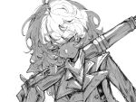  1girl commentary_request gloves greyscale gun highres holding holding_gun holding_weapon jacket long_hair long_sleeves military monochrome sa_sa_mi333 scarf simple_background sketch solo tanya_degurechaff tanya_degurechaff_(manga_design) upper_body weapon white_background youjo_senki 