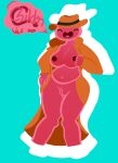  big_breasts bob_(slime_rancher) breasts casual_nudity chubby_female clothing coat cute_expression cute_eyes female genitals gesture goo_creature goo_humanoid hat headgear headwear humanoid inviting pink_body pussy slightly_chubby slime_rancher solo suggestive suggestive_gesture topwear wide_hips 