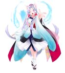  1girl :3 :d ;3 ;d absurdres animal_ear_fluff animal_ears black_sandals black_sash blue_kimono edomura_niniko fox_ears fox_girl full_body gradient_clothes gradient_kimono highres hitodama japanese_clothes kimono long_hair long_sleeves nhk_(voiceroid) obi official_art okobo one_eye_closed open_mouth outstretched_arm parted_bangs pink_eyes platform_sandals ponytail sandals sash simple_background smile socks solo standing tabi touhoku_itako transparent_background very_long_hair voiceroid white_hair white_kimono white_socks wide_sleeves 