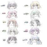  6+girls 8_(asahati) :3 ave_mujica_(bang_dream!) bang_dream! bang_dream!_it's_mygo!!!!! black_hair blonde_hair blue_eyes blue_hair blush brown_hair character_name chihaya_anon closed_mouth commentary fang green_hair grey_eyes grey_hair hand_up hetero highres misumi_uika mole mole_under_eye multicolored_hair multiple_girls mygo!!!!!_(bang_dream!) nagasaki_soyo open_mouth pink_eyes pink_hair purple_eyes shiina_taki short_hair sidelocks simple_background takamatsu_tomori togawa_sakiko wakaba_mutsumi white_background yahata_umiri yellow_eyes yuutenji_nyamu 