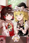  +++ 3girls :d :o ? ao_hoshi ascot black_hat black_vest blonde_hair blurry blurry_foreground blush bow box braid brown_eyes brown_hair buttons closed_eyes closed_mouth commentary_request day detached_sleeves doll dot_nose frilled_bow frilled_hair_tubes frills hair_between_eyes hair_bow hair_tubes hakurei_reimu hat hat_bow hat_ribbon highres holding holding_doll indoors kirisame_marisa long_sleeves looking_at_object looking_down medium_hair mob_cap multiple_girls open_mouth own_hands_together parted_lips puffy_short_sleeves puffy_sleeves red_bow red_ribbon red_skirt red_vest ribbon ribbon-trimmed_sleeves ribbon_trim shirt short_hair short_sleeves side_braid single_braid sitting skirt smile sparkle split_mouth spoken_character touhou upper_body vest white_bow white_ribbon white_shirt wide_sleeves witch_hat yakumo_yukari yellow_ascot yellow_eyes 