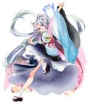  1girl :3 :d absurdres animal_ear_fluff animal_ears arm_up black_sandals black_sash blue_kimono edomura_niniko fox_ears fox_girl full_body gradient_clothes gradient_kimono highres incredibly_absurdres japanese_clothes kimono leg_up long_hair long_sleeves looking_at_viewer nhk_(voiceroid) obi official_art okobo open_mouth outstretched_arm parted_bangs pink_eyes platform_sandals ponytail sandals sash simple_background smile socks solo standing standing_on_one_leg tabi touhoku_itako transparent_background utau very_long_hair voiceroid white_hair white_kimono white_socks wide_sleeves 