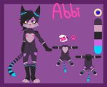  &lt;3 &lt;3_eyes abbi_(slates1n) absurd_res anthro black_hair breasts clitoris conditional_dnp domestic_cat felid feline felis female fur genitals hair heart_(marking) hi_res mammal markings model_sheet mouth_shot nipples open_mouth pawpads paws purple_body purple_fur pussy slates1n small_breasts solo striped_markings striped_tail stripes tail_markings 