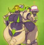  2020 absurd_res big_breasts bikini blizzard_entertainment breasts cake clothing dessert digital_media_(artwork) female food hi_res holding_cake holding_food holding_object machine omnic orisa_(overwatch) overwatch robot saidra simple_background solo swimwear taur video_games 