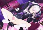  1boy 1girl absurdres ahoge bandaged_arm bandages bat_wings black_choker black_dress black_hair blood blood_on_bandages censored chinese_commentary choker commentary_request cum cum_in_pussy cum_overflow demon_tail disembodied_penis dress embarrassed eyeball_hair_ornament full_body hair_between_eyes hair_ornament hair_ribbon hatsuse_(virtuareal) head_wings highres holding_eyepatch indoors kneehighs large_variant_set long_sleeves looking_at_viewer mosaic_censoring multicolored_hair neckerchief nijisanji on_bed penis purple_eyes purple_neckerchief purple_ribbon pussy_juice ribbon sailor_collar sailor_dress sex shoes socks soles solo_focus spread_legs streaked_hair tail torn_clothes torn_dress unworn_shoes vaginal variant_set virtual_youtuber virtuareal white_hair white_sailor_collar white_socks wings ycyc 