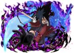  1boy armor black_gloves black_hair black_pants black_shirt breastplate gloves gunbai hand_fan japanese_armor kusazuri long_hair looking_at_viewer mangekyou_sharingan naruto_(series) naruto_shippuuden:_ultimate_ninja_blazing official_art open_mouth pants red_armor red_eyes sandals sharingan shirt shoulder_armor sode solo susanoo_(naruto) teeth uchiha_madara war_fan 