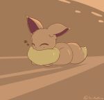  absurd_res digital_drawing_(artwork) digital_media_(artwork) digital_painting_(artwork) eevee fur hi_res nintendo pok&eacute;mon pok&eacute;mon_(species) shaded simple_background sirikakire sleeping sound_effects video_games zzz 