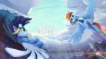  absurd_res city cloudscape duo equid equine eyewear eyewear_on_head female flight_suit flying friendship_is_magic goggles goggles_on_head gouransion hi_res horse male male/female mammal my_little_pony pegasus pony rainbow_dash_(mlp) sky soarin_(mlp) wings wonderbolts_(mlp) 