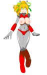  1girl :d absurdres aged_up android antennae armor armored_boots arms_up asagi10932 bikini bikini_armor blonde_hair bodysuit boots breast_missiles breastplate breasts breasts_out clenched_hands commentary_request covered_navel covered_nipples double-parted_bangs earphones eyes_visible_through_hair full_body gorget green_eyes green_ribbon grey_bodysuit groin hair_between_eyes hair_ribbon hairband hand_on_own_hip hand_up headphones high_ponytail highres hyper_roll_(marvel_vs._capcom) joints knee_boots knee_guards knee_pads large_breasts large_variant_set leg_up long_hair looking_at_viewer marvel_vs._capcom marvel_vs._capcom_2 mechanical_arms mechanical_boots mechanical_legs mega_man_(classic) mega_man_(series) metal_gloves navel nipples open_mouth ponytail radio_antenna red_armor red_bikini red_boots ribbon robot robot_girl robot_joints roll_(mega_man) shoulder_armor sidelocks simple_background smile solo standing swimsuit transparent_background variant_set white_background 