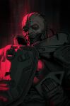  1boy adam_smasher aleksandra_skiba bald bionic close-up commentary cyberpunk cyberpunk_(series) cyberpunk_2077 cyborg english_commentary highres looking_at_viewer mechanical_eyes prosthesis science_fiction solo upper_body 