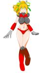  1girl :d absurdres aged_up android antennae armor armored_boots arms_up asagi10932 bikini bikini_armor blonde_hair boots breast_missiles breastplate breasts clenched_hands commentary_request covered_navel covered_nipples double-parted_bangs earphones eyes_visible_through_hair full_body gorget green_eyes green_ribbon groin hair_between_eyes hair_ribbon hairband hand_on_own_hip hand_up headphones high_ponytail highres hyper_roll_(marvel_vs._capcom) joints knee_boots knee_guards knee_pads large_breasts large_variant_set leg_up long_hair looking_at_viewer marvel_vs._capcom marvel_vs._capcom_2 mechanical_arms mechanical_boots mechanical_legs mega_man_(classic) mega_man_(series) metal_gloves navel open_mouth ponytail radio_antenna red_armor red_bikini red_boots ribbon robot robot_girl robot_joints roll_(mega_man) shoulder_armor sidelocks simple_background smile solo standing swimsuit transparent_background variant_set white_background 