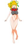  1girl :d absurdres aged_up android antennae armor arms_up asagi10932 blonde_hair breast_missiles breastplate breasts commentary_request covered_nipples double-parted_bangs earphones eyes_visible_through_hair full_body gorget green_eyes green_ribbon groin hair_between_eyes hair_ribbon hairband hand_on_own_hip hand_up headphones high_ponytail highres hyper_roll_(marvel_vs._capcom) joints large_breasts large_variant_set leg_up long_hair looking_at_viewer marvel_vs._capcom marvel_vs._capcom_2 mega_man_(classic) mega_man_(series) navel nipples open_mouth ponytail pussy radio_antenna red_armor ribbon robot robot_girl robot_joints roll_(mega_man) shoulder_armor sidelocks simple_background smile solo standing transparent_background variant_set white_background 