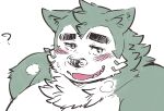  ? anthro bedroom_eyes blush canid canine canis domestic_dog exe_exem eyebrows fur green_body green_fur lifewonders live-a-hero male mammal mokdai narrowed_eyes naughty_face neck_tuft overweight seductive sketchy solo thick_eyebrows tuft video_games 