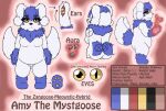  2_tails absurd_res amy_the_mystgoose aura blue_body blue_fur breasts colored darknetic digital_media_(artwork) english_text female feral fluffy fluffy_tail front_view fur hi_res hybrid meowstic model_sheet multi_tail mystgoose neck_tuft nintendo pok&eacute;mon pok&eacute;mon_(species) rear_view red_sclera side_view smile solo stones text tuft video_games white_body white_fur yellow_eyes zangoose 