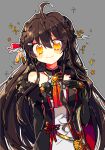  1girl ara_haan black_hair collar dress elsword eo_(dj0513) hair_between_eyes hair_ornament hairclip long_hair solo strapless strapless_dress yama_raja_(elsword) yellow_eyes 