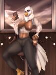  2022 5_fingers anthro areola avian beak bird blue_eyes breasts digital_media_(artwork) eyebrows eyelashes female fingers hi_res kristiana_puff looking_at_viewer nipples non-mammal_breasts smile solo standing 