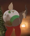  absurd_res anthro butt capreoline cervid christmas clothing diaper diaper_fetish extremius_amphibious feces hi_res holidays leggings legwear looking_at_viewer looking_back male mammal messing messing_diaper mistletoe plant presenting presenting_hindquarters reindeer scat soiling solo solo_focus tagme 