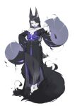  absurd_res anthro black_clothing black_dress canid canine clothing dress female fox fur hi_res kemono mammal purple_eyes solo tongue tongue_out white_body white_fur wxyjs1997 