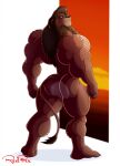  2021 anthro back_muscles big_muscles brown_body brown_fur butt digital_drawing_(artwork) digital_media_(artwork) disney felid full-length_portrait fur hi_res kovu lion looking_at_viewer looking_back male mammal mane muscular muscular_anthro muscular_male nude pantherine portrait rear_view red-box solo the_lion_king 